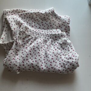 Harlow White Pajama Set with Red Floral Design